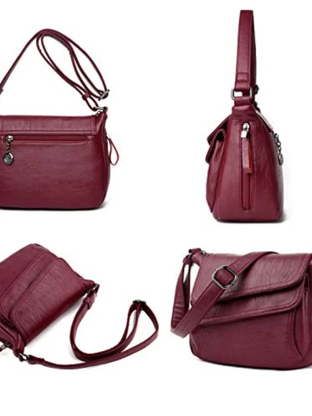 PU Leather Crossbody Hobo Bag Multi-Pocket Travel Shoulder Bag